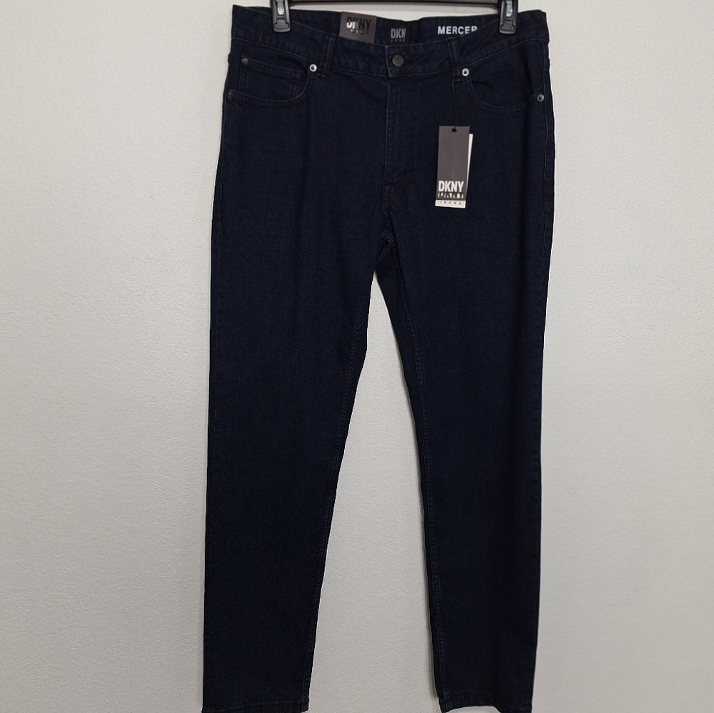 DKNY (NEW) Men's Mercer Streetwear Skinny Fit Dark Blue Jeans Size 36x32